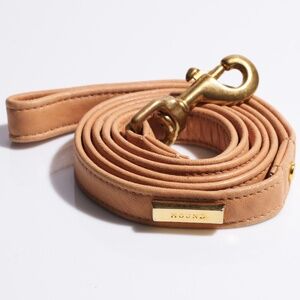 Hound Collection Leather Dog Leash Genuine Leather Gold Bar Logo